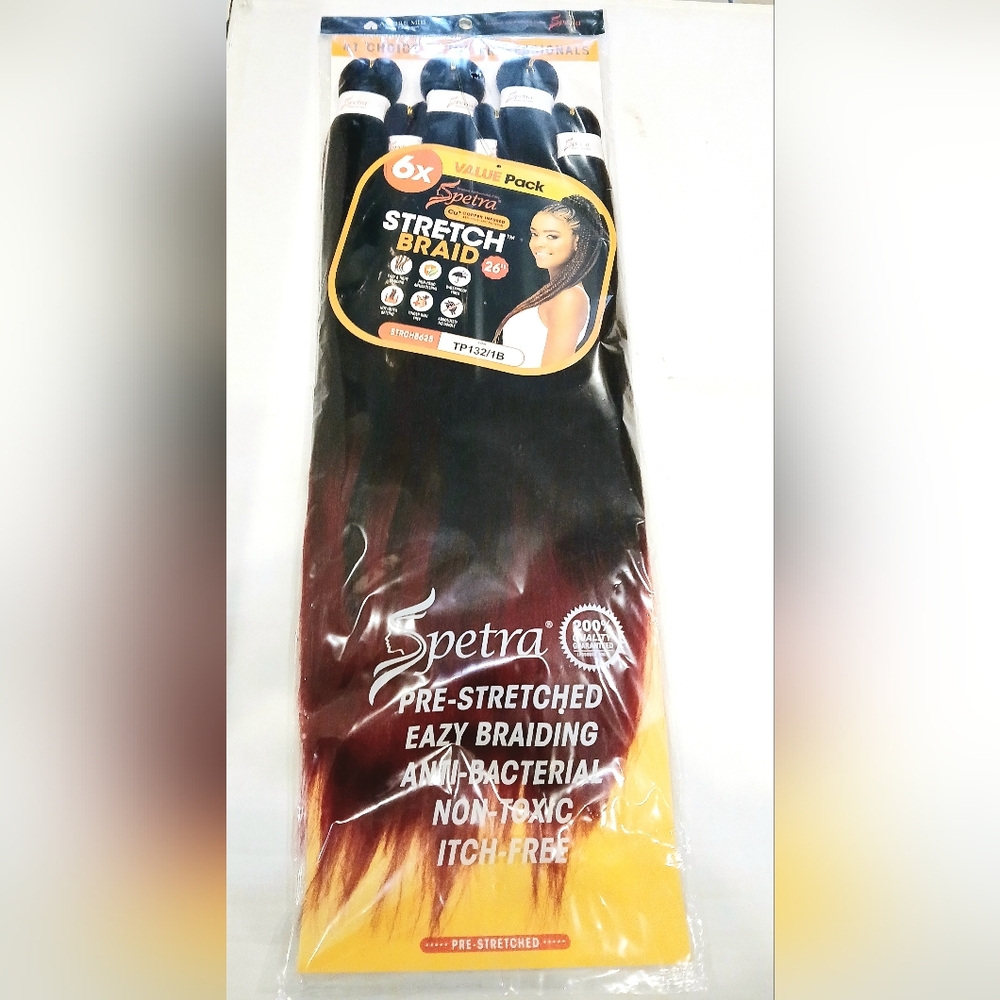 Spectra Pre-Streched Braiding Hair Extensions 26"Of 6X Color TP132/1B